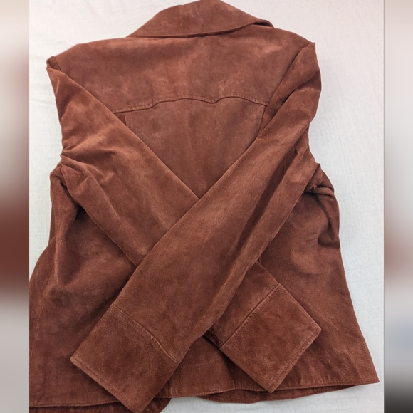 Live a Little Brown Suede Jacket with Front Snaps Large ON TREND FOR 2024 - Picture 7 of 7